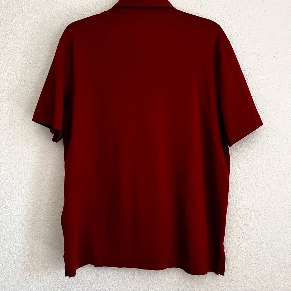Ralph Lauren Dark Red Polo Shirt Pima Soft Touch White Buttons Blue Logo Mens L